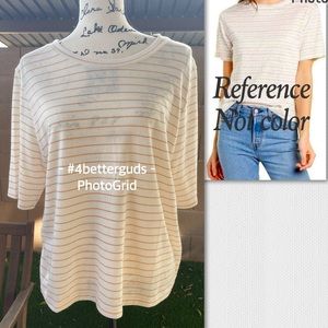 NEW Vince. Stripe Scoop Neck Short Sleeve Relaxed Fit Essential Shirt XL